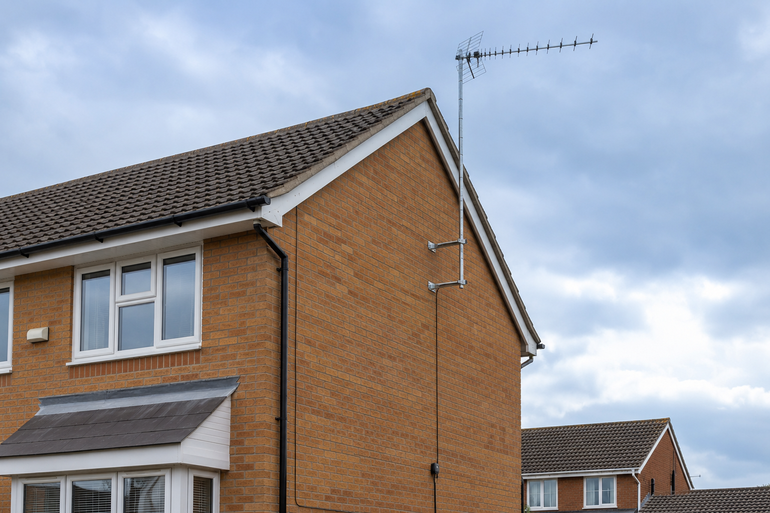 Roof-mounted TV aerial on a Warwickshire home